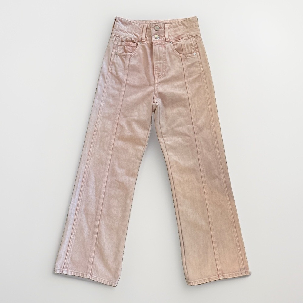 Veronica Beard Taylor Wide Leg Crop High Rise Jeans Pink Size 24